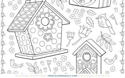 Free Cute Birdhouse Coloring
