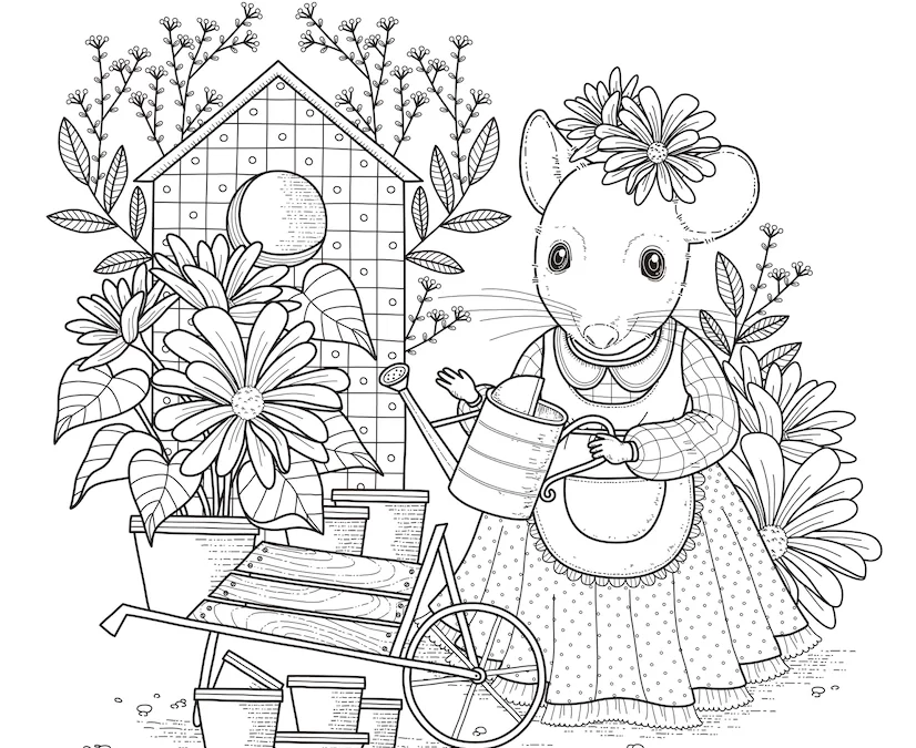 FREE Adorable Mouse Coloring Page