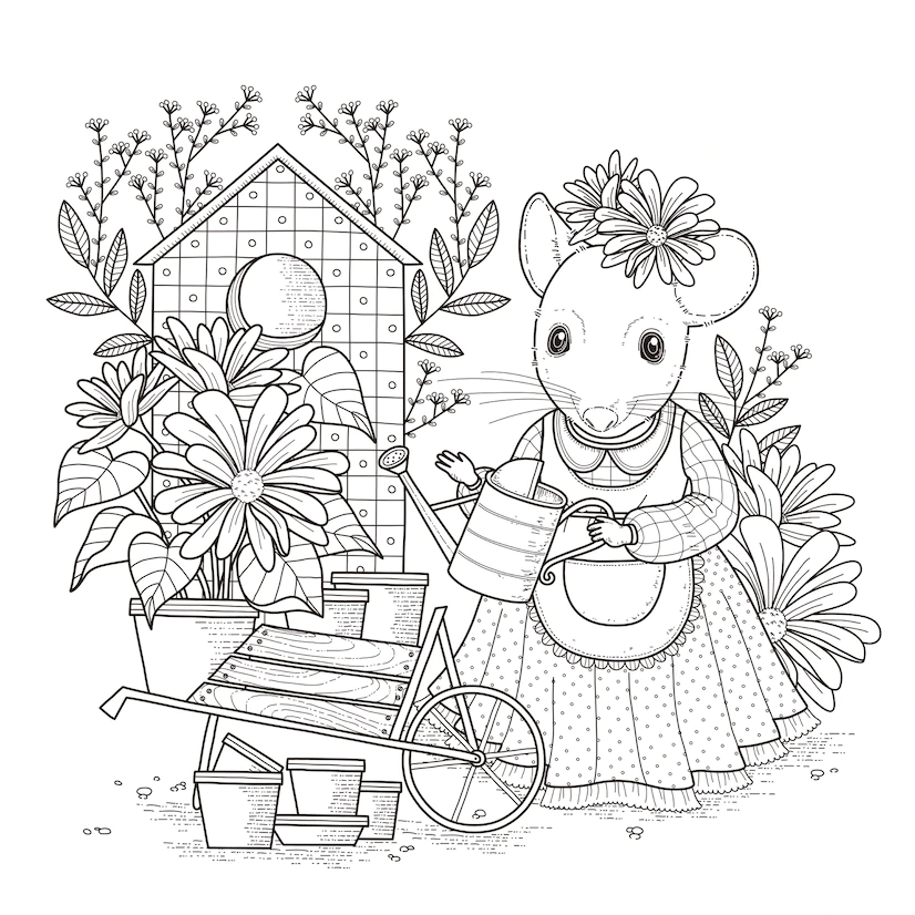 FREE Adorable Mouse Coloring Page