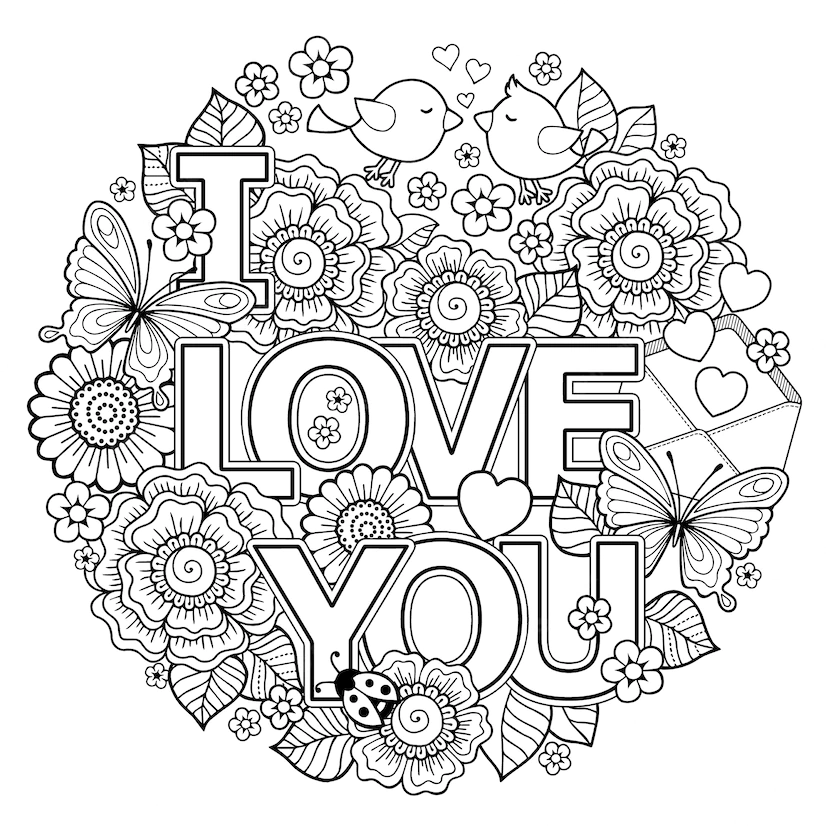 Free Cute Love Coloring Page