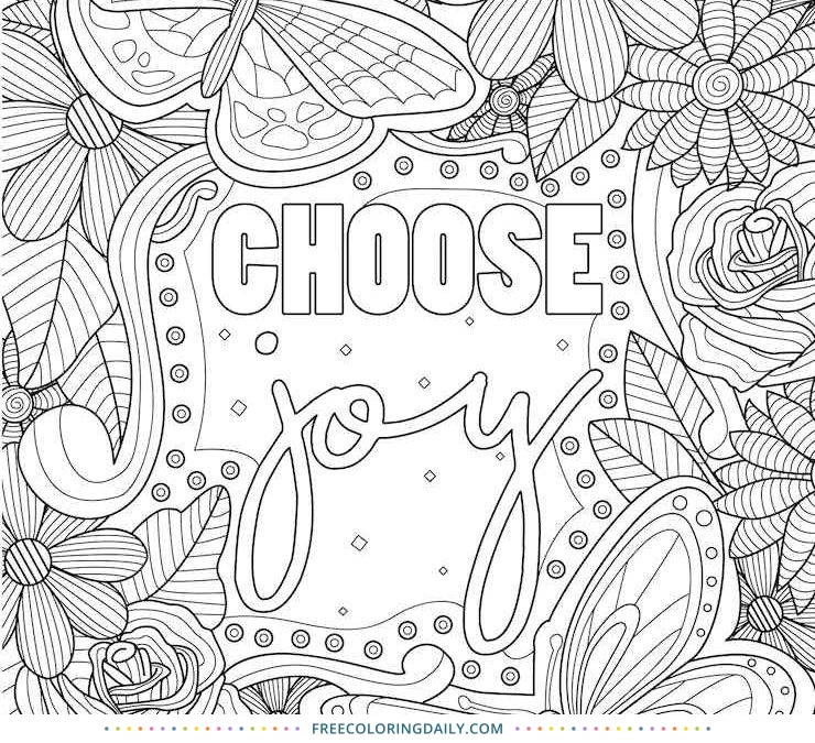 Free Joy Quote Coloring Page