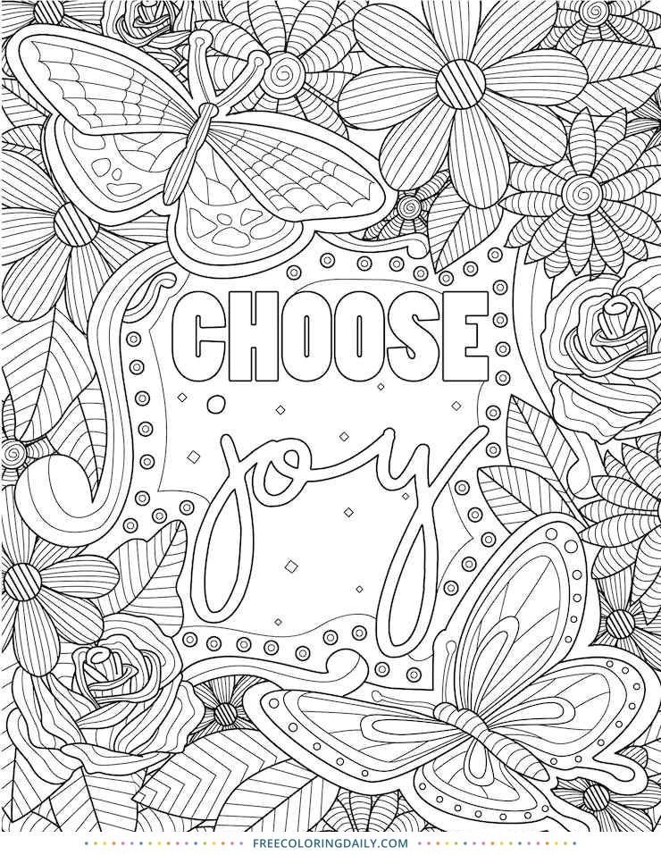 Free Joy Quote Coloring Page