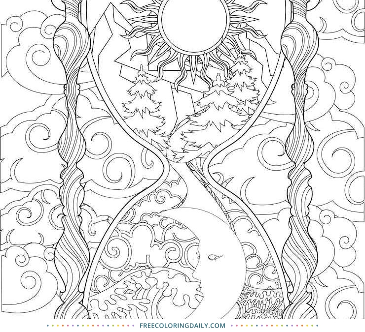 Free Beautiful Hourglass Coloring Page