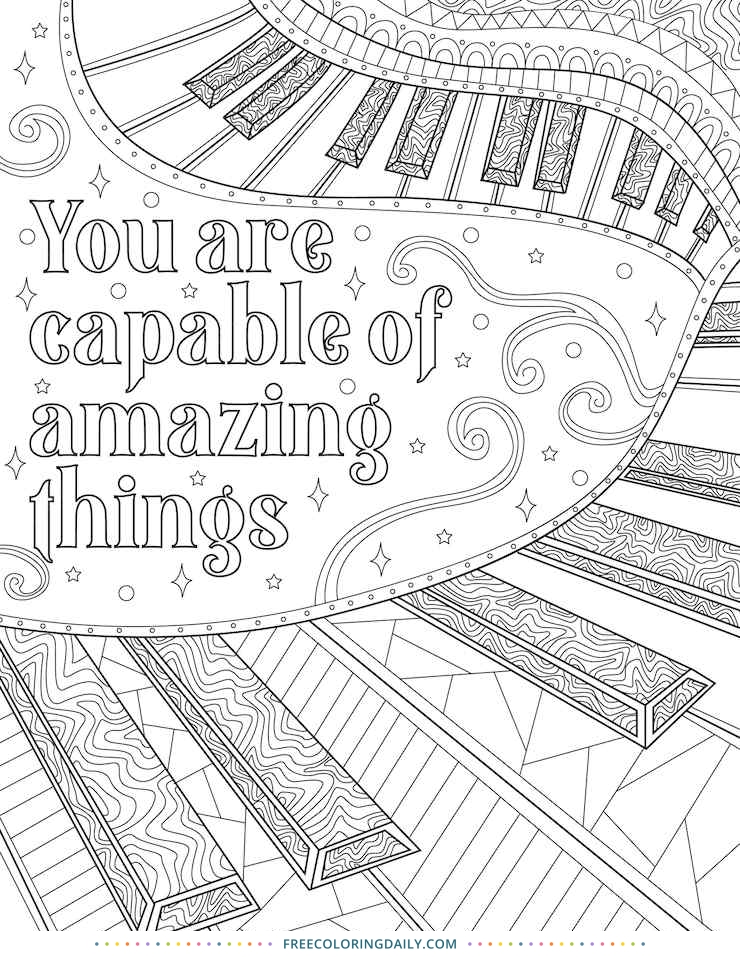Free Piano Coloring Page