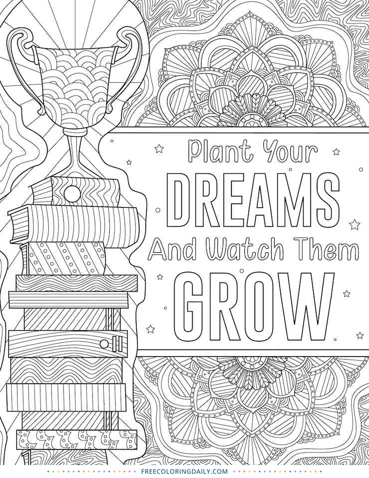 Free Dreams Quote Coloring Page