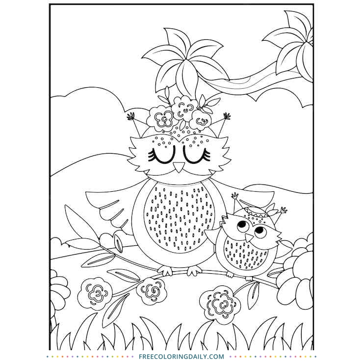 Mother’s Day Owl Coloring Page
