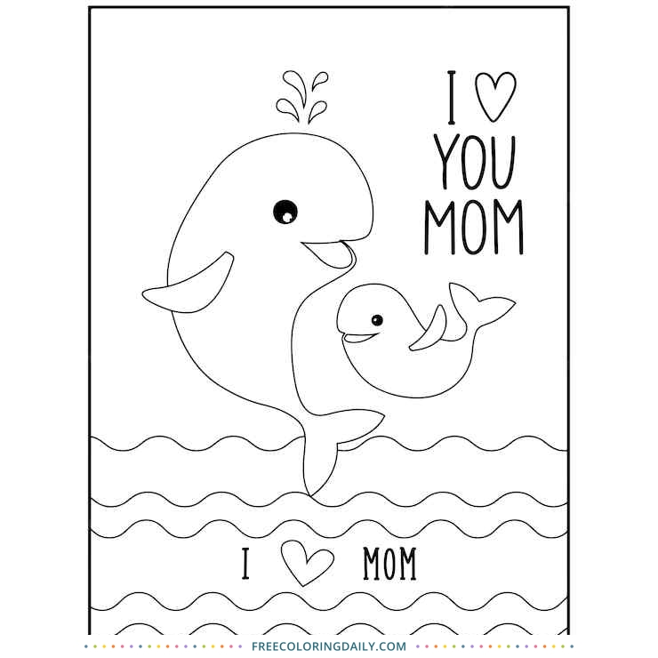 Mother’s Day Whale Coloring Page