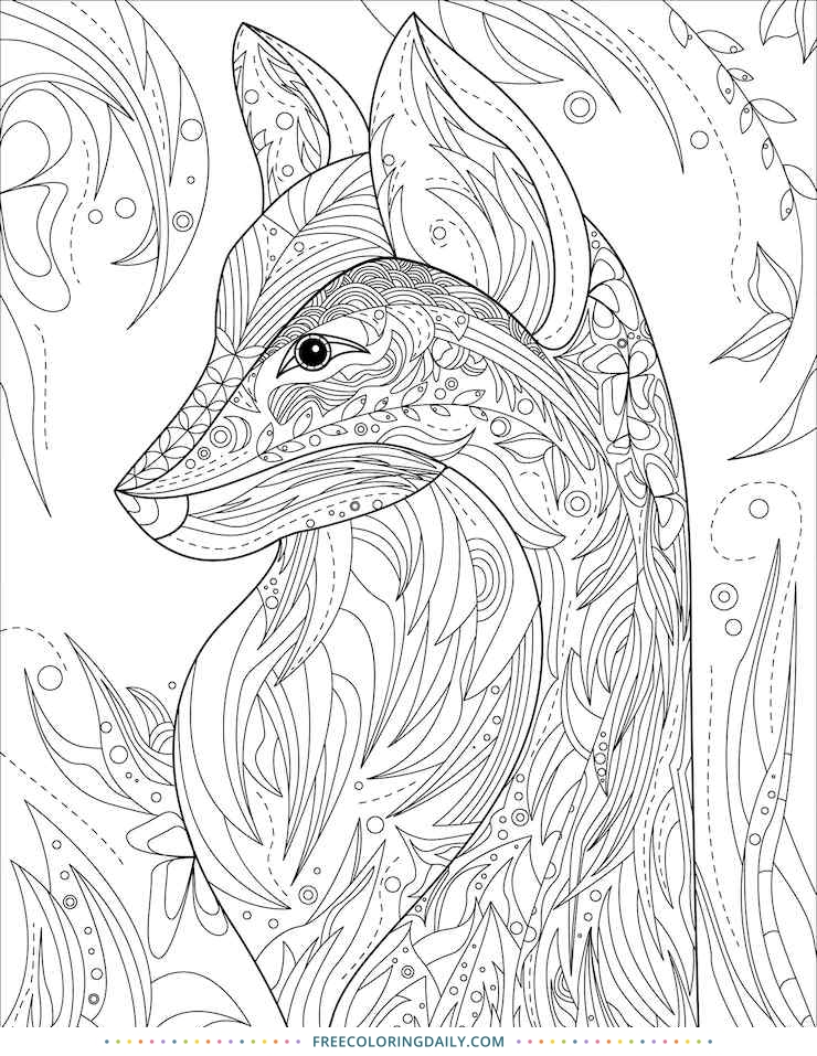 Free Patterned Wolf Coloring