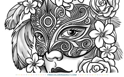 Free Gorgeous Mask Coloring Page