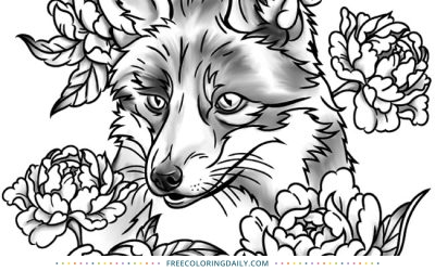 Free Flower Fox Coloring Page