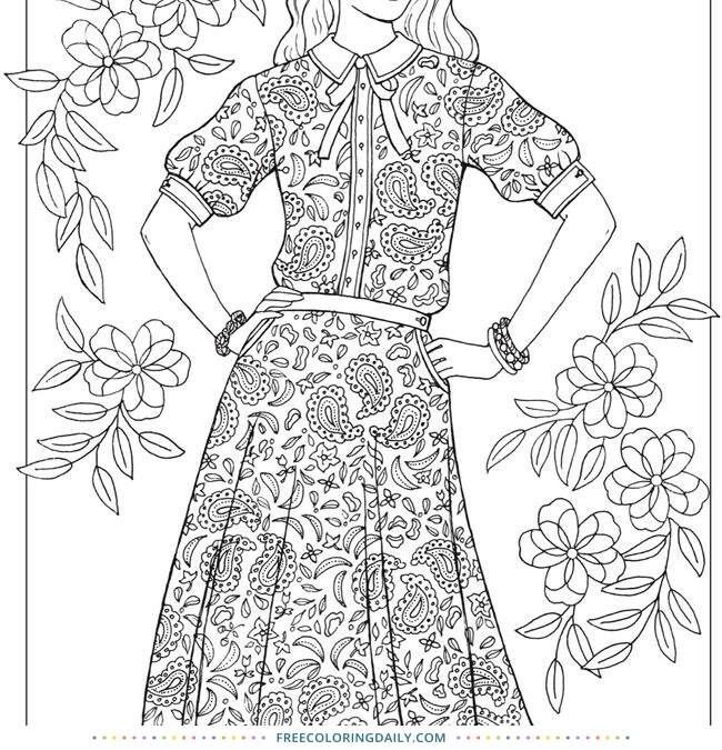 Free Vintage Dress Coloring Page