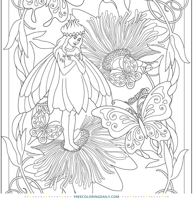 Free Flower Fairy Coloring Page