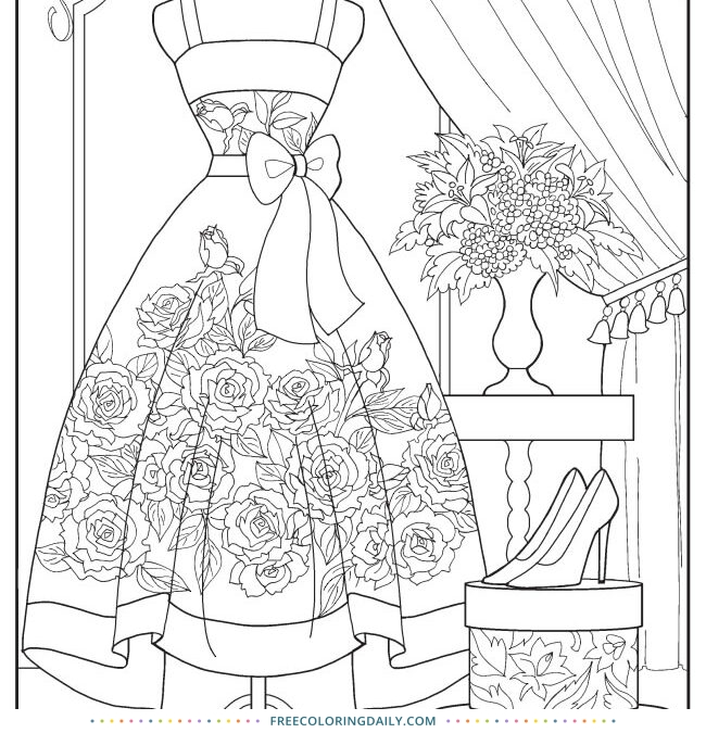 Free Lovely Vintage Dress Coloring