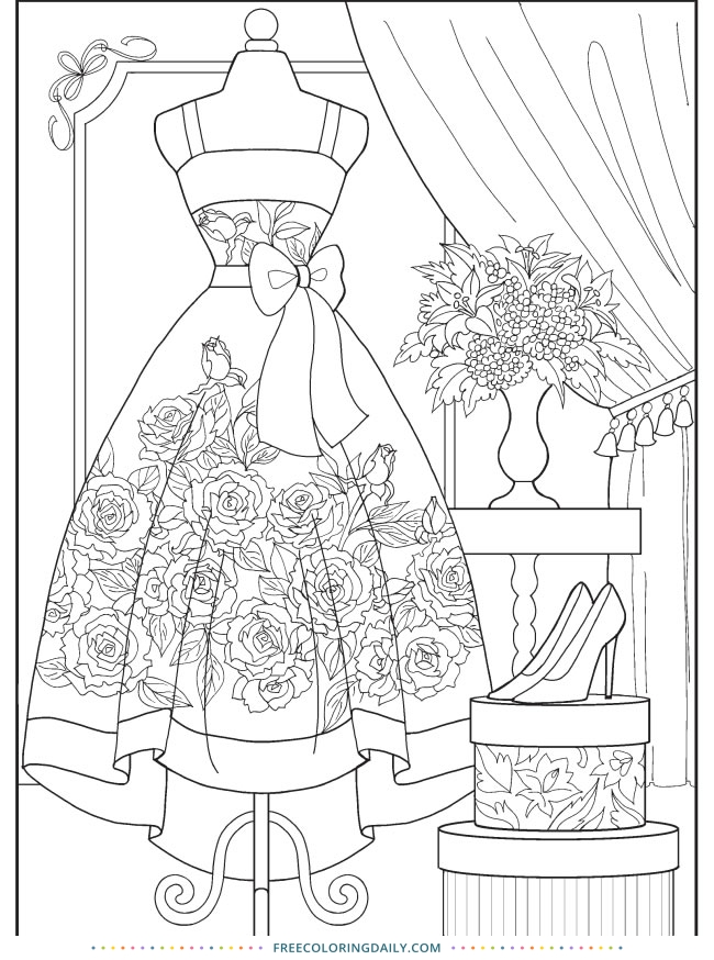 Free Lovely Vintage Dress Coloring