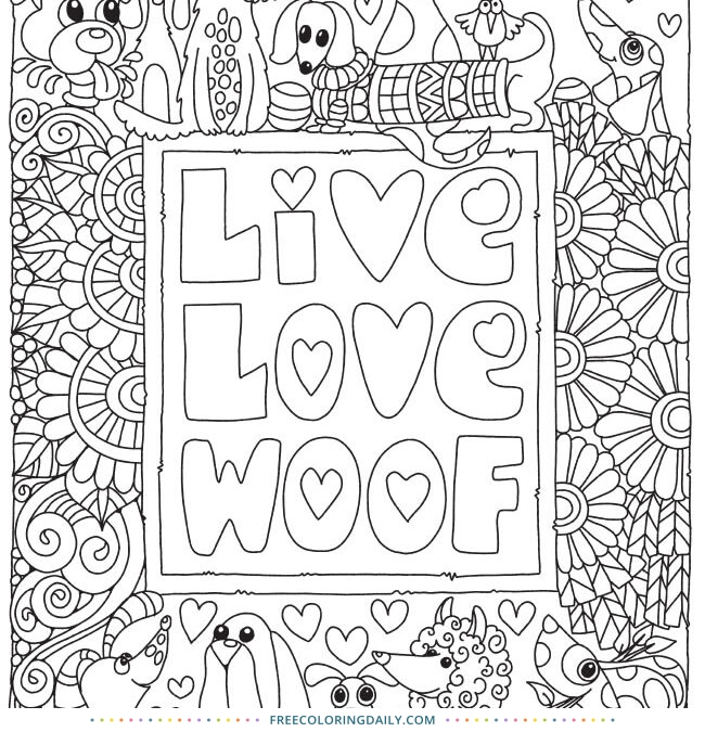 Free Love Doggies Coloring Page