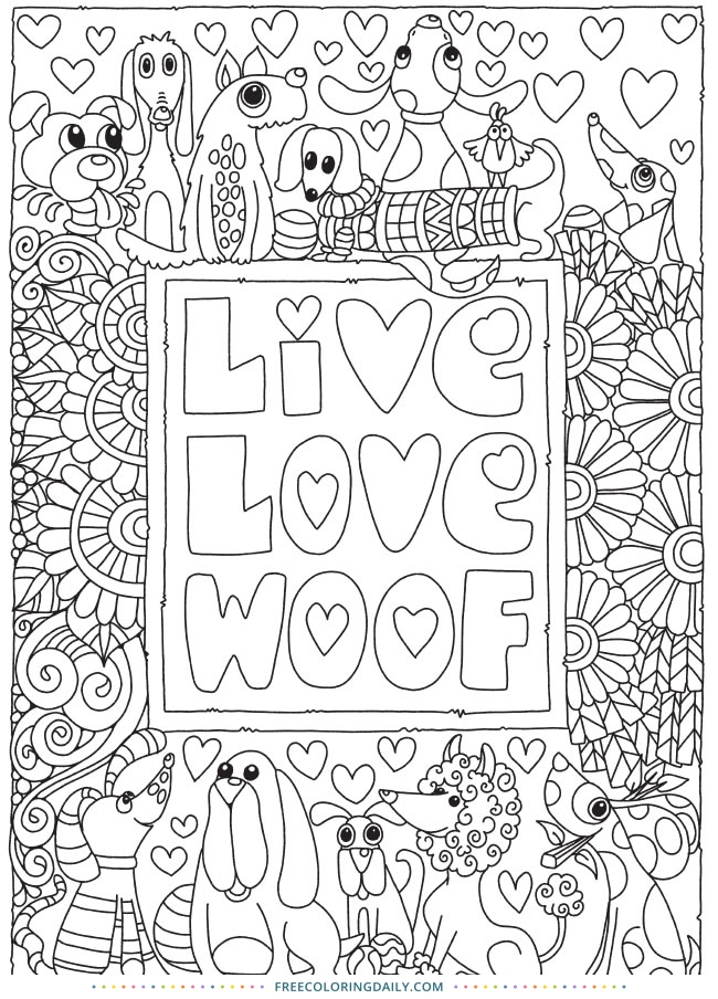 Free Love Doggies Coloring Page