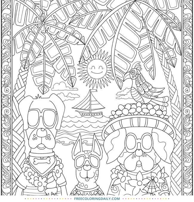 Free Holiday Dogs Coloring