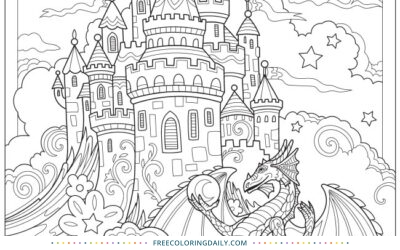 Free Castle Dragon Coloring Page