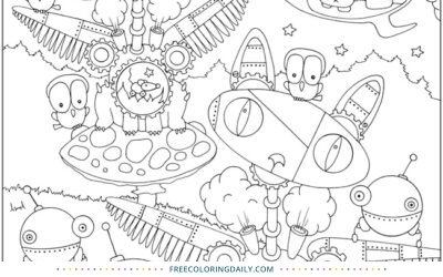 Free Funny Aliens Coloring Page