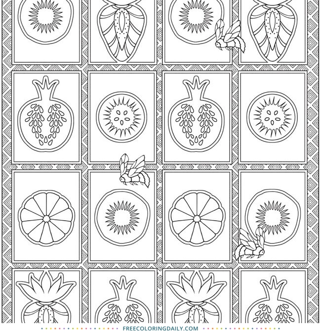 Free Fruity Fun Coloring Page