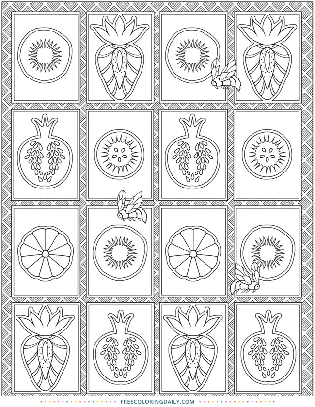 Free Fruity Fun Coloring Page