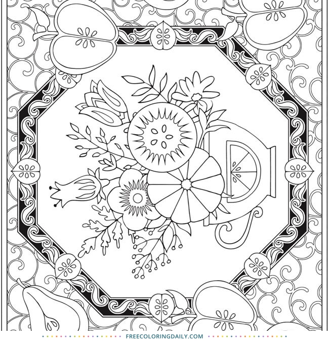 Free Flower Cup Coloring Page