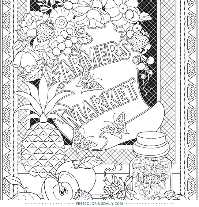 Free Farmer’s Market Coloring Page
