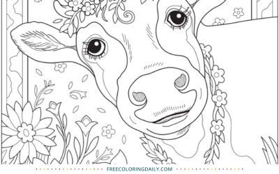 Free Floral Cow Coloring Page