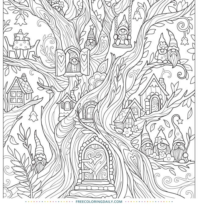 FREE Cute Gnomes Coloring Page