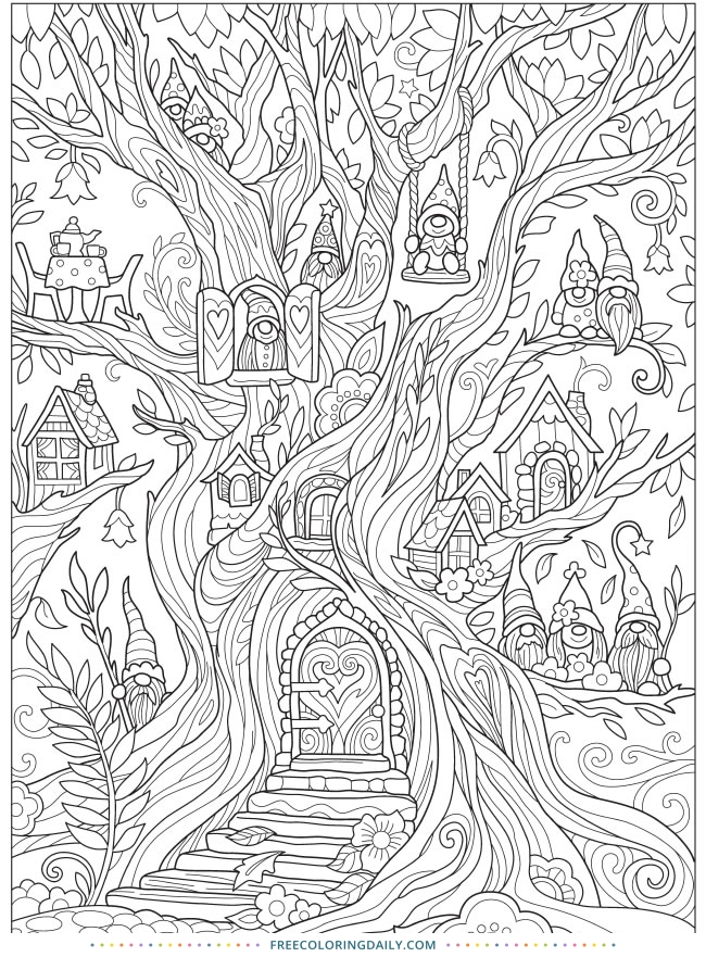 FREE Cute Gnomes Coloring Page