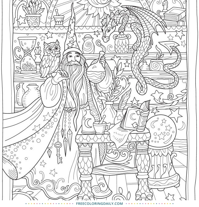 Free Amazing Sorcerer Coloring Page