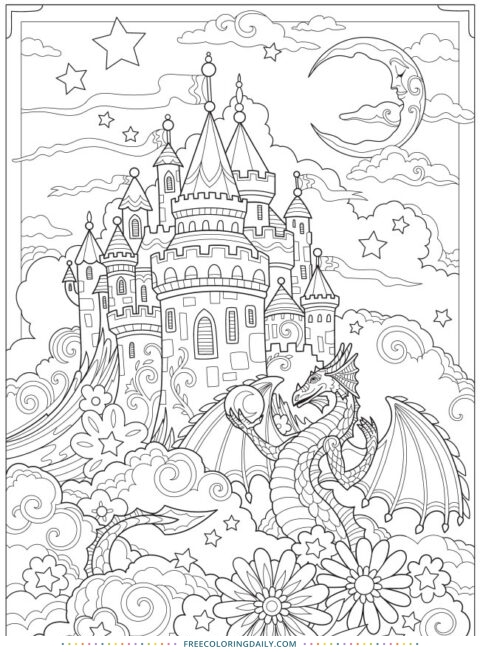 Free Gorgeous Castle Coloring Page | Free Coloring Daily