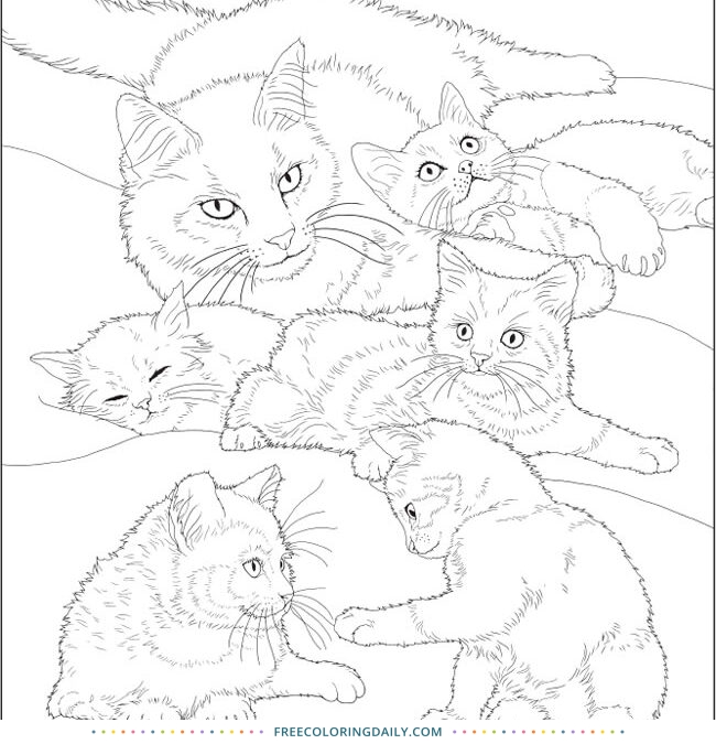 Free Kitten Family Coloring