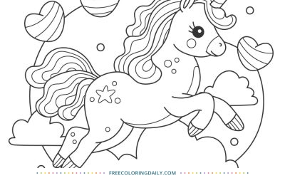 Free Adorable Unicorn Coloring Page
