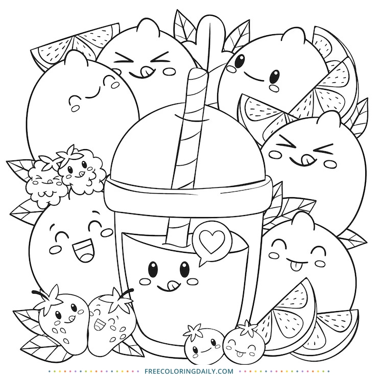 Free Cute Drink Coloring Page