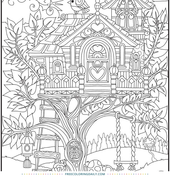Free Magical Treehouse Coloring