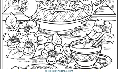 Free Lovely Tea Party Coloring Page