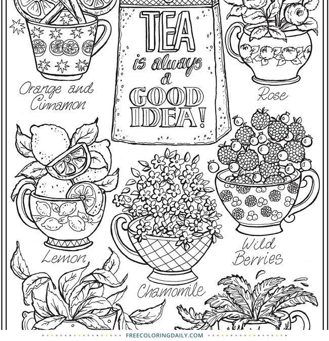 Cute Tea Coloring Page