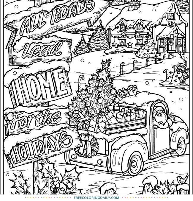 FREE Christmas Truck Coloring