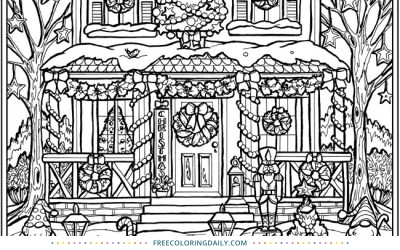 FREE Christmas House Coloring
