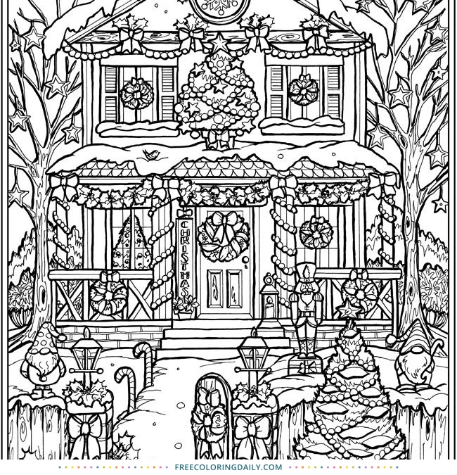 FREE Christmas House Coloring